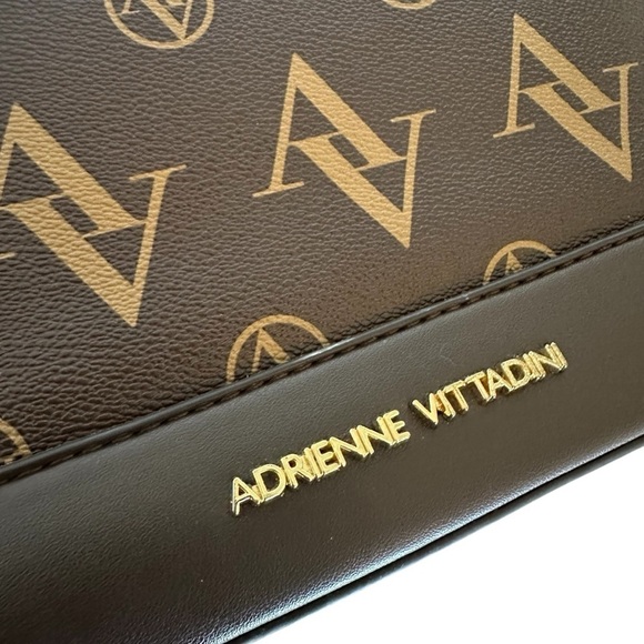 Adrienne Vittadini Brown Logo Satchel Handbag - Picture 9 of 12